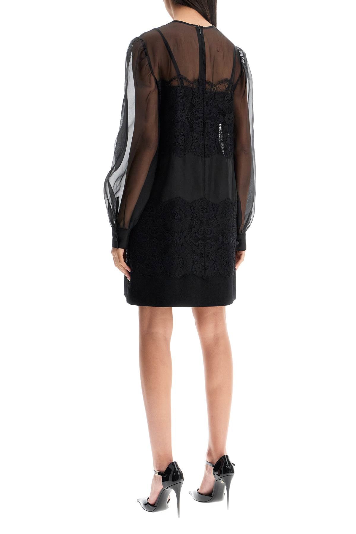 DOLCE & GABBANA Mini Light Knit and Lace Dress