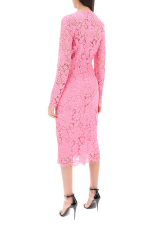 DOLCE & GABBANA Floral Corded Lace Midi Dress in Pink for Women