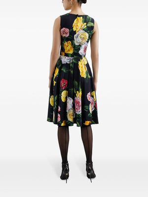 DOLCE & GABBANA Peony and Rose-Print Cady Midi Dress with Circle Skirt