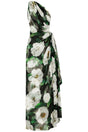 DOLCE & GABBANA Elegant One-Shoulder Floral Silk Maxi Dress