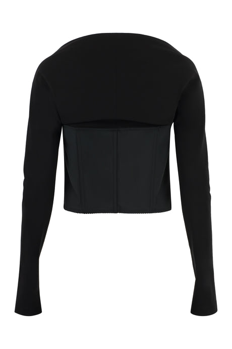 DOLCE & GABBANA Black Corset Top with White Cotton Collar Insert for Women in SS23