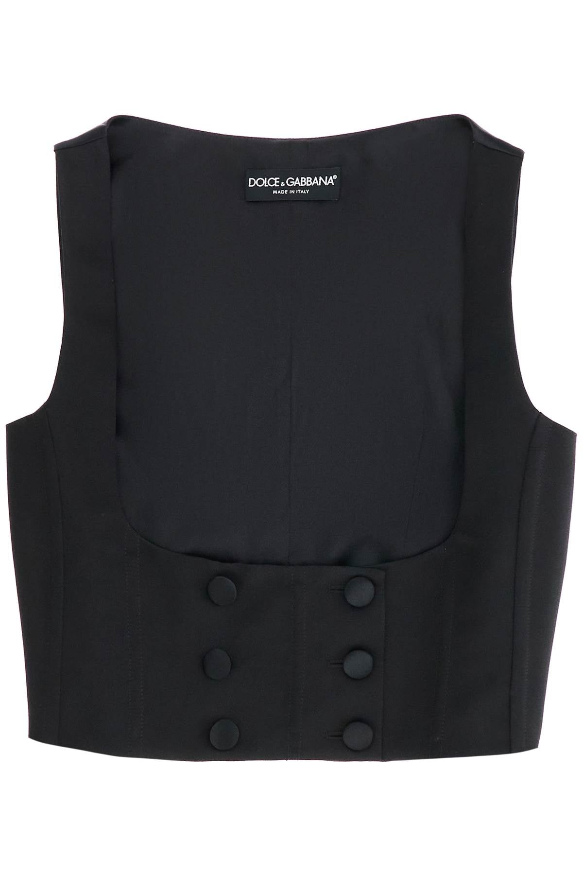 DOLCE & GABBANA Silk Cropped Tuxedo Vest - Size 40