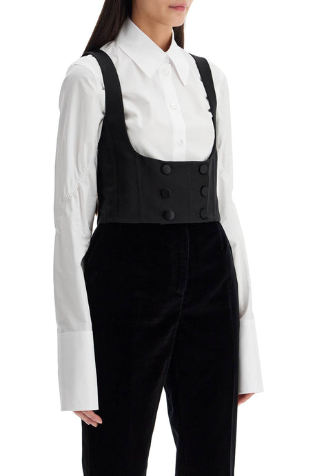 DOLCE & GABBANA Silk Cropped Tuxedo Vest - Size 40