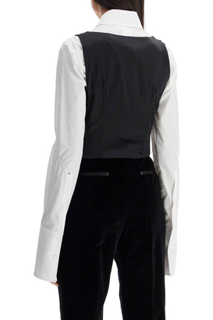 DOLCE & GABBANA Silk Cropped Tuxedo Vest - Size 40