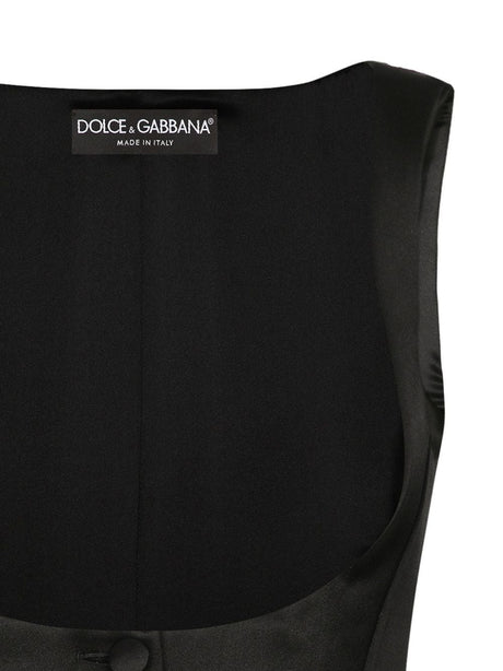 DOLCE & GABBANA Satin Finish Front Button Sleeveless Sweater