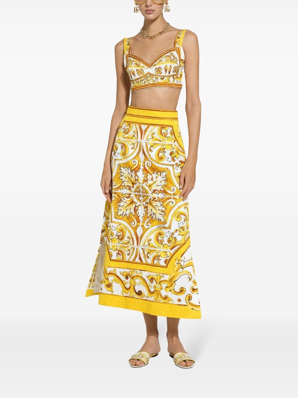 DOLCE & GABBANA Vibrant Majolica Print Crop Top