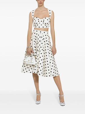 DOLCE & GABBANA Polka Dot Sweetheart Sleeveless Crop Top