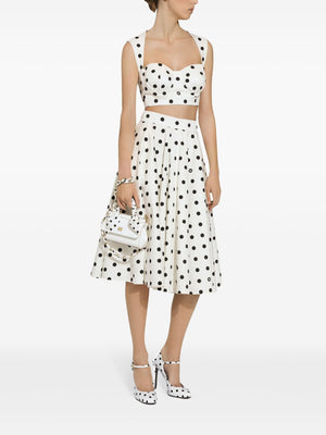 DOLCE & GABBANA Polka Dot Sweetheart Sleeveless Crop Top