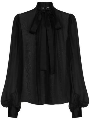 DOLCE & GABBANA Silk Crepe Textured Halterneck Shirt