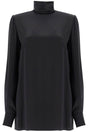 DOLCE & GABBANA Elegant High-Neck Silk Satin Blouse - Size 40