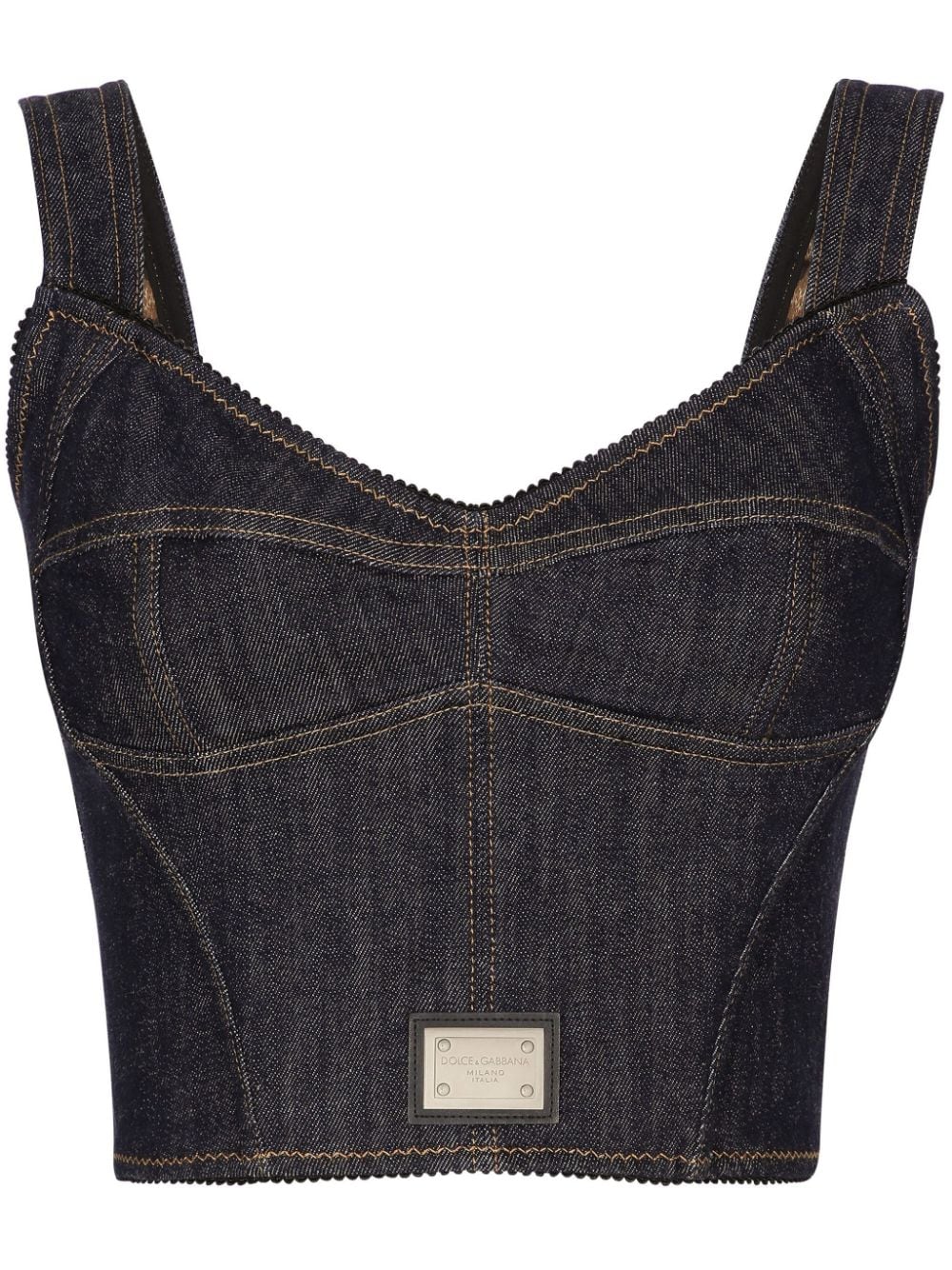 DOLCE & GABBANA Áo Bustier Jean Xanh