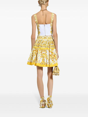 DOLCE & GABBANA Corset Style Majolica Print Cropped Top