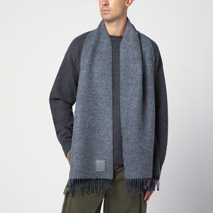 LOEWE Two-Tone Wool and Cashmere Scarf with Decorative Fringes