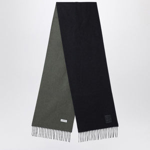 LOEWE Two-Tone Wool and Cashmere Scarf with Decorative Fringes