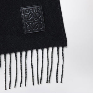 LOEWE Two-Tone Wool and Cashmere Scarf with Decorative Fringes