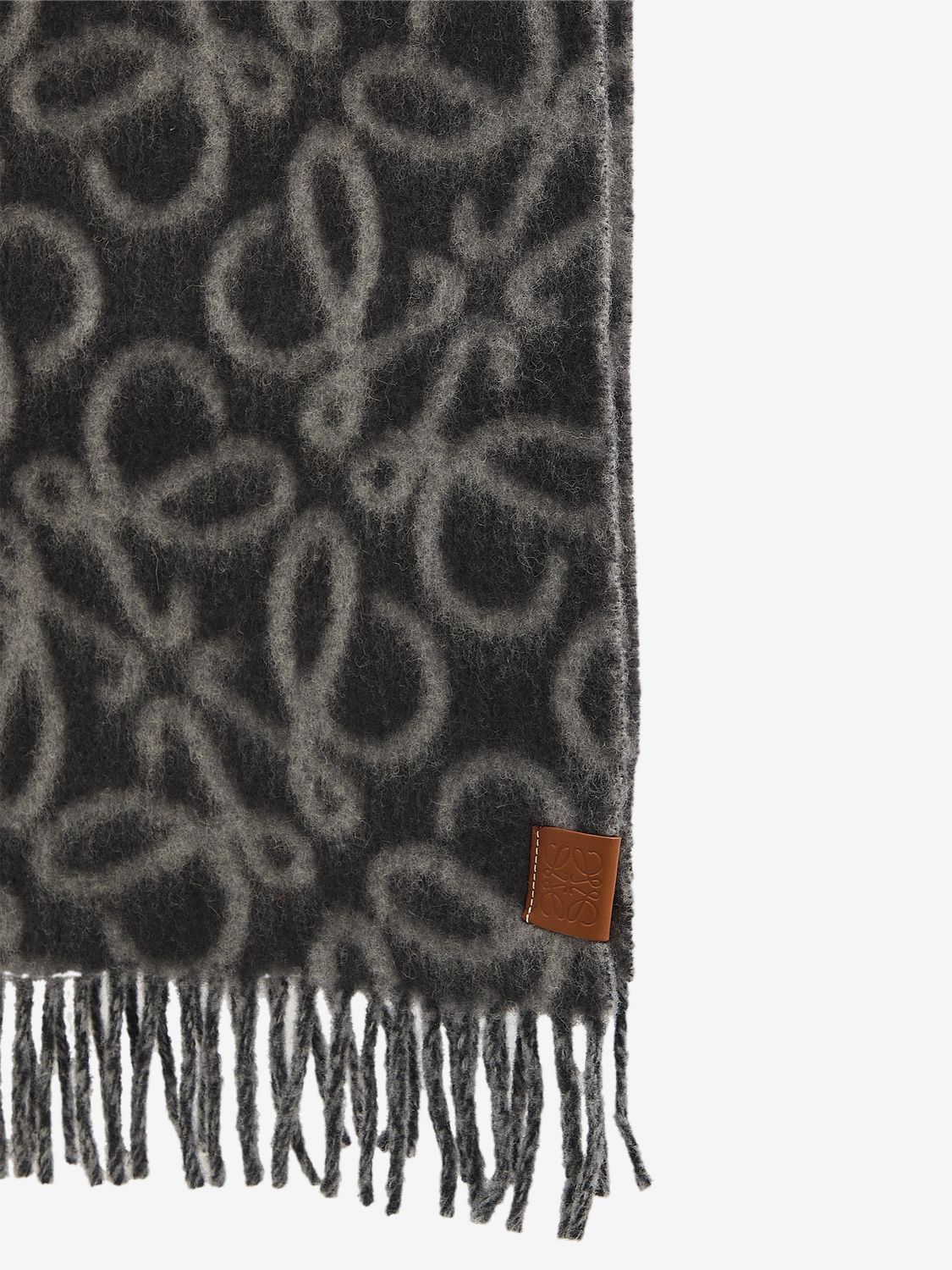 LOEWE Elegant Grey and Black Alpaca Blend Scarf 37x200cm