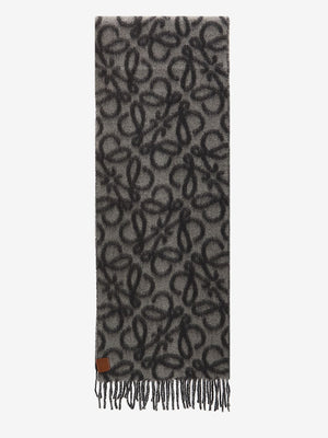 LOEWE Elegant Grey and Black Alpaca Blend Scarf 37x200cm