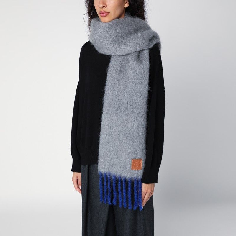 LOEWE Textured Mohair and Wool Blend Scarf with Decorative Fringes