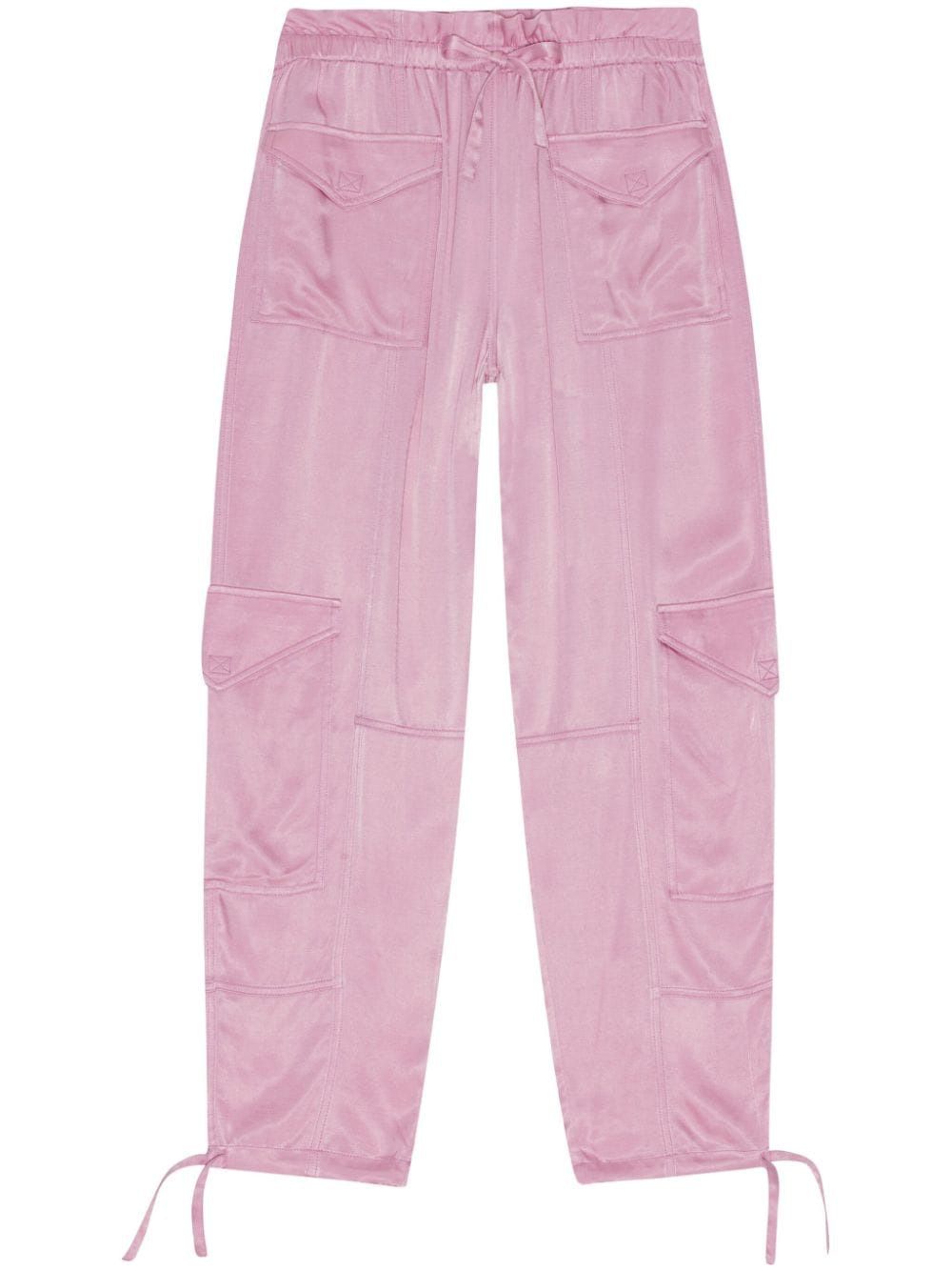 GANNI Washed Satin Pink Pants for Women - FW24 Collection