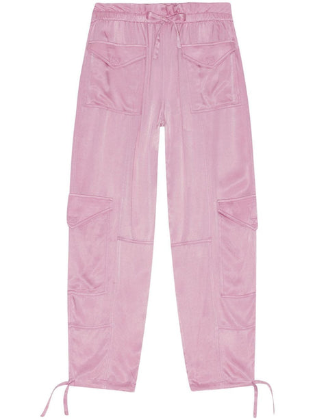 GANNI Washed Satin Pink Pants for Women - FW24 Collection