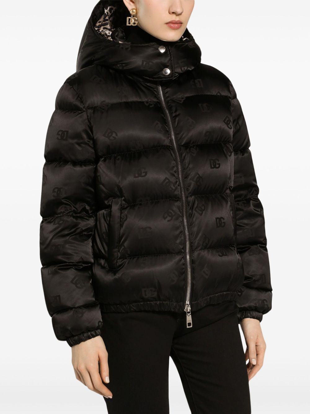 DOLCE & GABBANA MONOGRAM-JACQUARD PUFFER JACKET