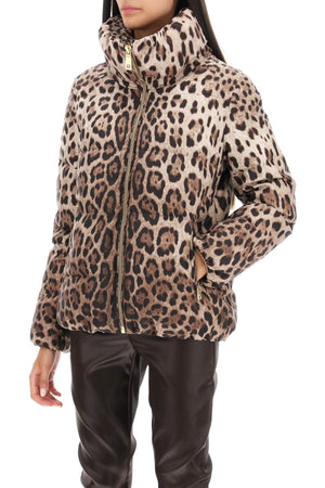 DOLCE & GABBANA Leopard Print Short Down Jacket for Women - FW23 Collection