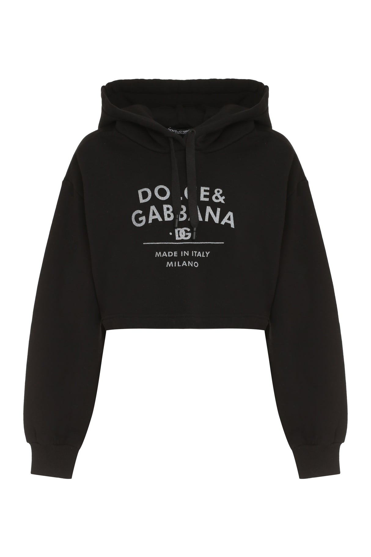 DOLCE & GABBANA Cotton Hoodie in Black for Women - Cropped Length