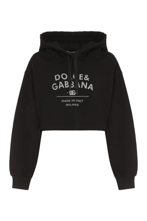 DOLCE & GABBANA Cotton Hoodie in Black for Women - Cropped Length