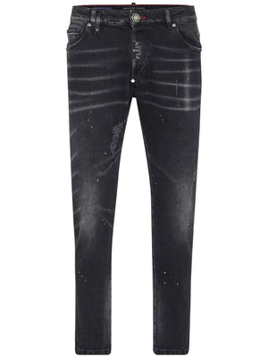 PHILIPP PLEIN Paint-Splatter Distressed Skinny Jeans