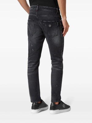 PHILIPP PLEIN Paint-Splatter Distressed Skinny Jeans