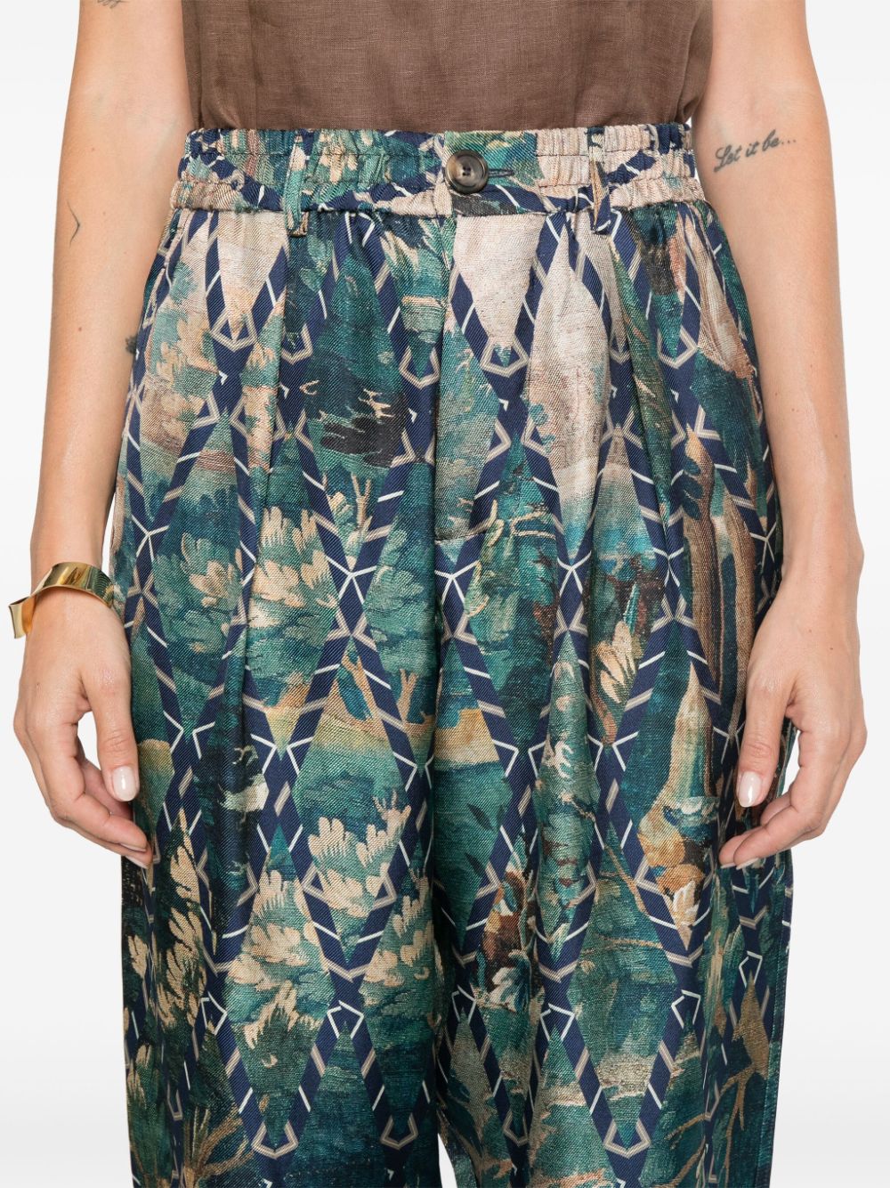 PIERRE LOUIS MASCIA Chic Abstract Silk Trousers