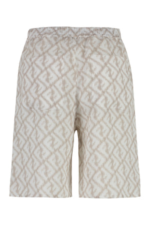 FENDI Men's Beige Linen Bermuda Shorts for SS23