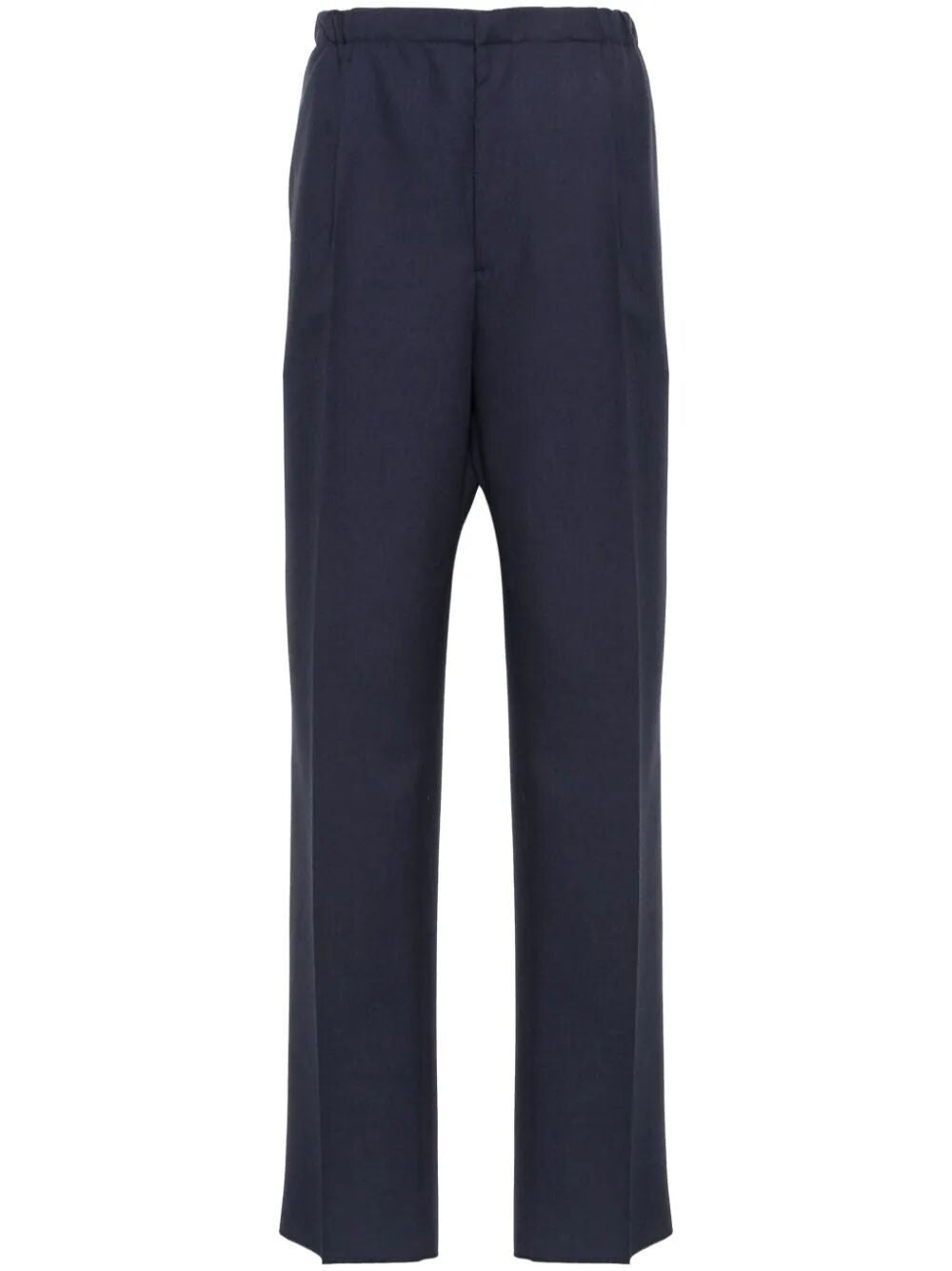 FENDI Navy Pleated Wool Trousers for Men