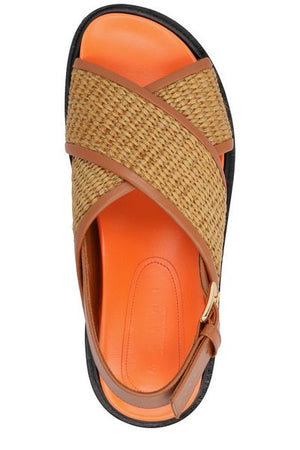 MARNI Raffia and Leather Trim Sandals