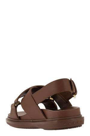 MARNI Criss-Cross Leather Sandals