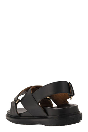 MARNI Criss-Cross Leather Sandals