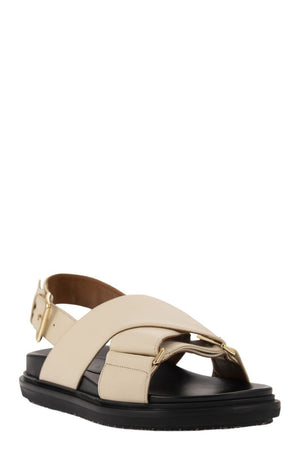 MARNI White Leather Criss-Cross Sandals for Women