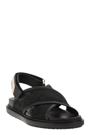 MARNI Black Leather Criss-Cross Sandals for Women