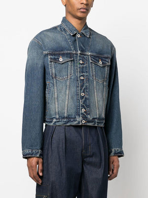 KENZO Men's Blue Denim Jacket with Contrast Stitching and 100% Cotton for SS23