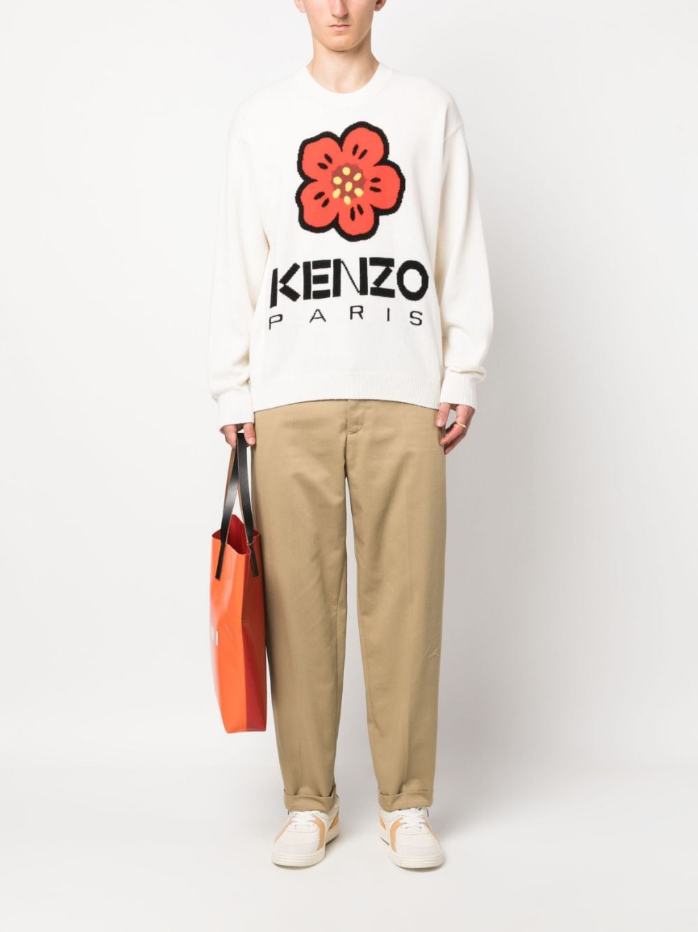 KENZO Men's Beige Cotton Trousers - Classic and Refined for SS24