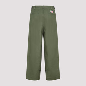 KENZO Men's Green Oversized Straight Pants for Fall/Winter 2024