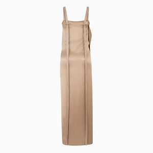 FENDI Beige Silk Satin Wrap Dress with Logo Ribbon Straps for Women - SS23