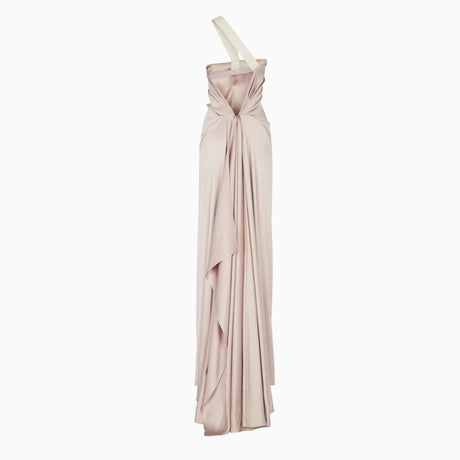 FENDI Elegant Antique Pink Silk One-Shoulder Mini Dress