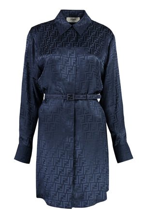 FENDI Silk Shirtdress with Waist Belt