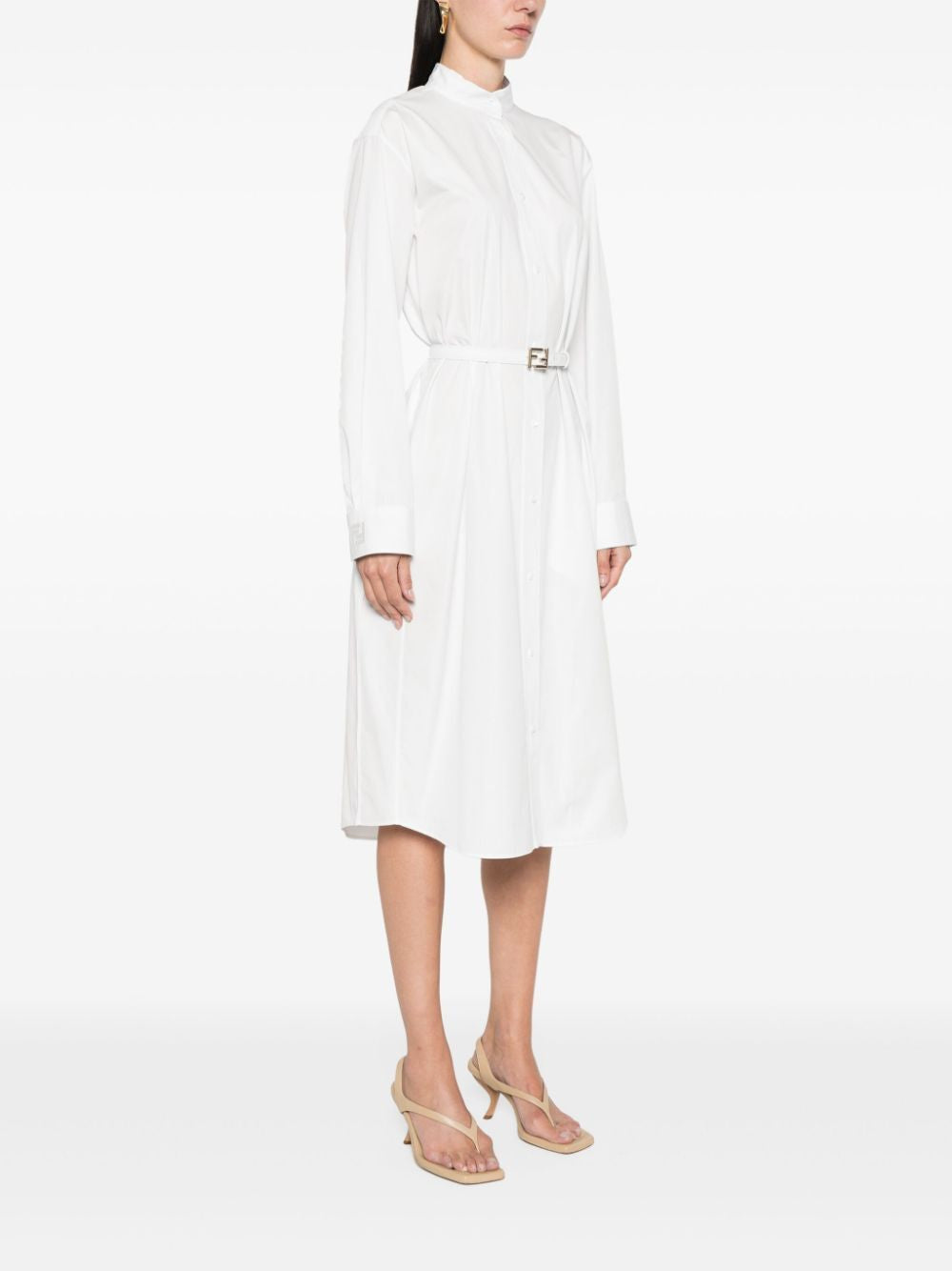 FENDI Cotton Shirtdress with Leather Belt and Pockets for Women - SS24 Collection