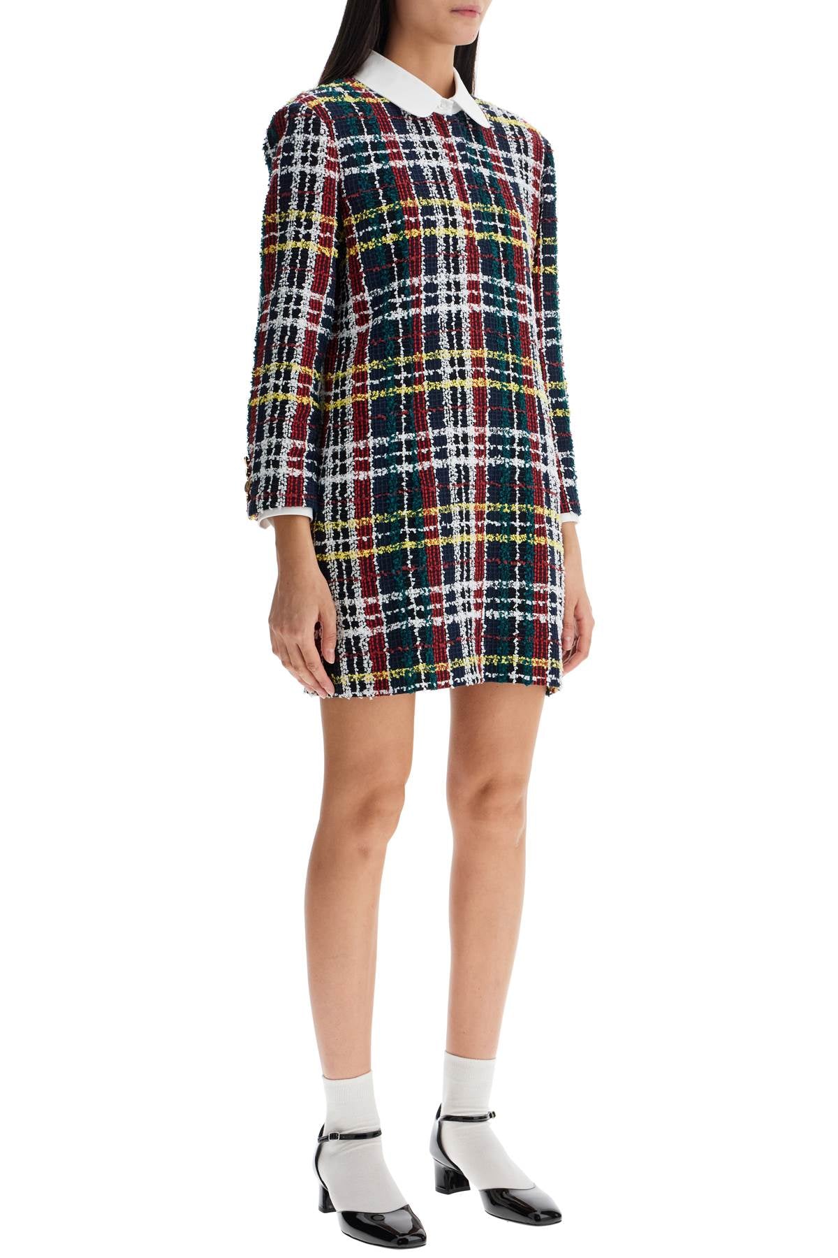 THOM BROWNE Chic Mini Sheath Dress with Shirt-Style Details