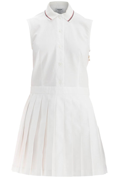 THOM BROWNE Pleated Cotton Mini Dress for Women