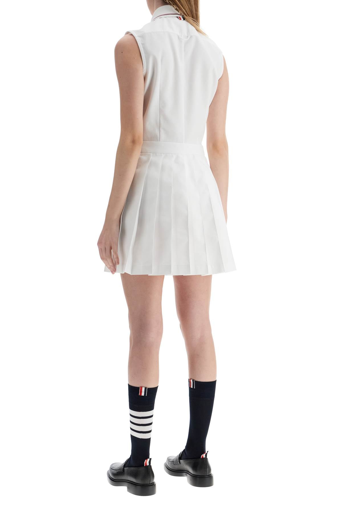 THOM BROWNE Pleated Cotton Mini Dress for Women