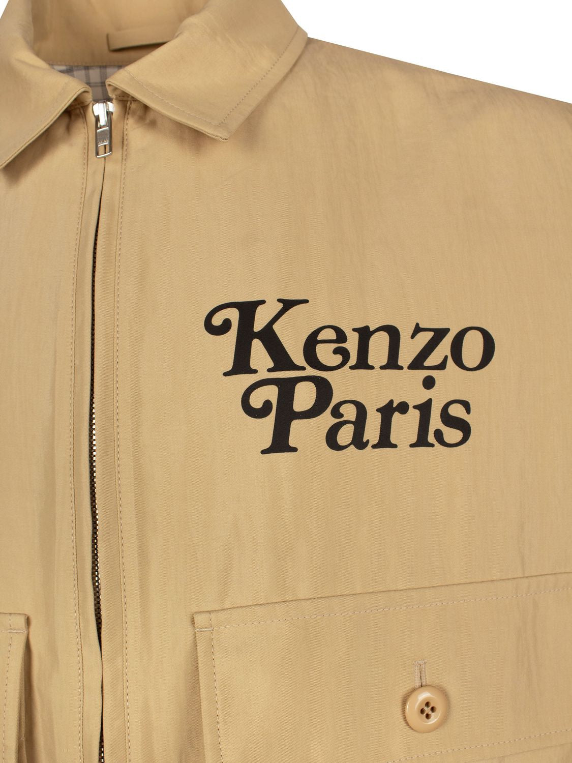 KENZO Men's Beige Logo Cropped Jacket for SS24