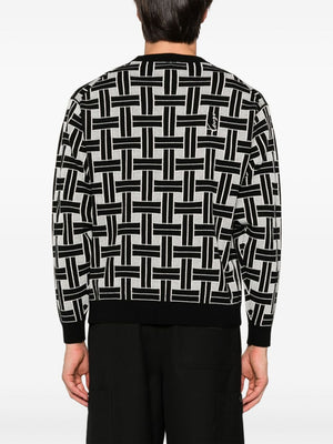 KENZO Men's Black Cotton-Blend Textured Sweater